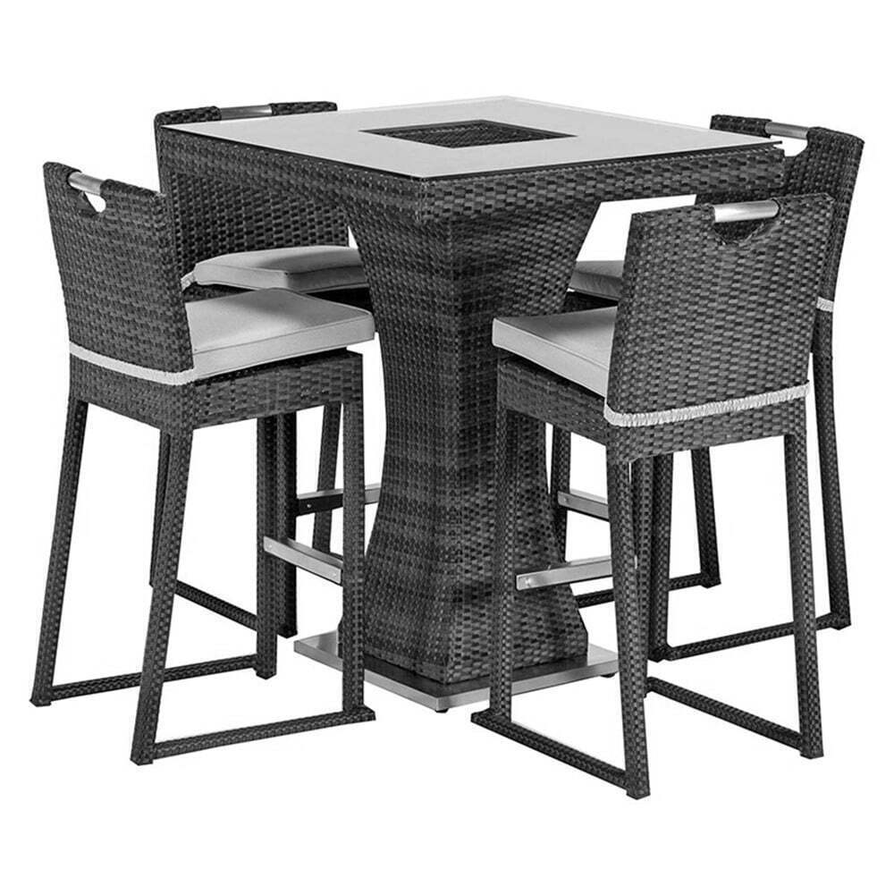 Maze Outdoor 4 Seat Square Bar Set with Ice Bucket