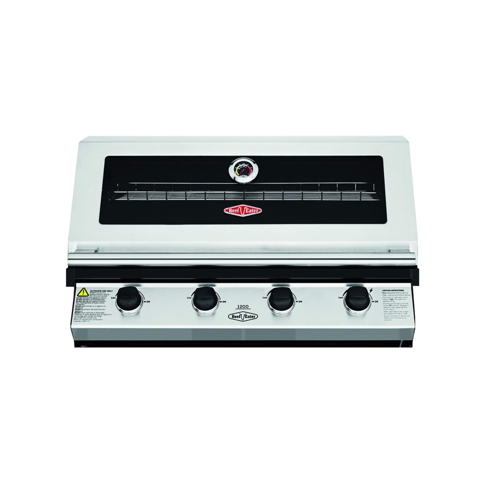 BeefEater Discovery 1200E Series - 4 Burner Built In Gas BBQ (Black Enamel or Stainless Steel)