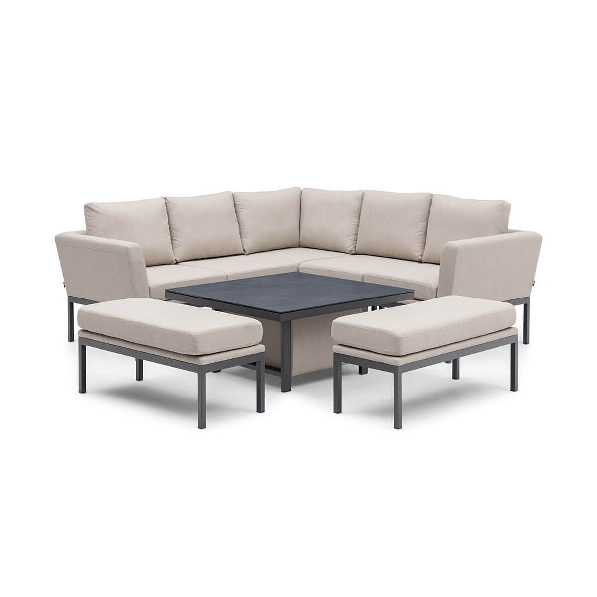 Maze Outdoor Pulse Square Corner Dining Set with Rising Table