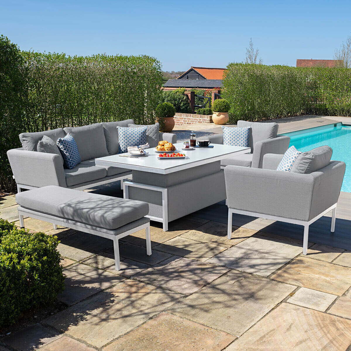 Maze Outdoor Pulse 3 Seat Sofa Dining Set with Rising Table