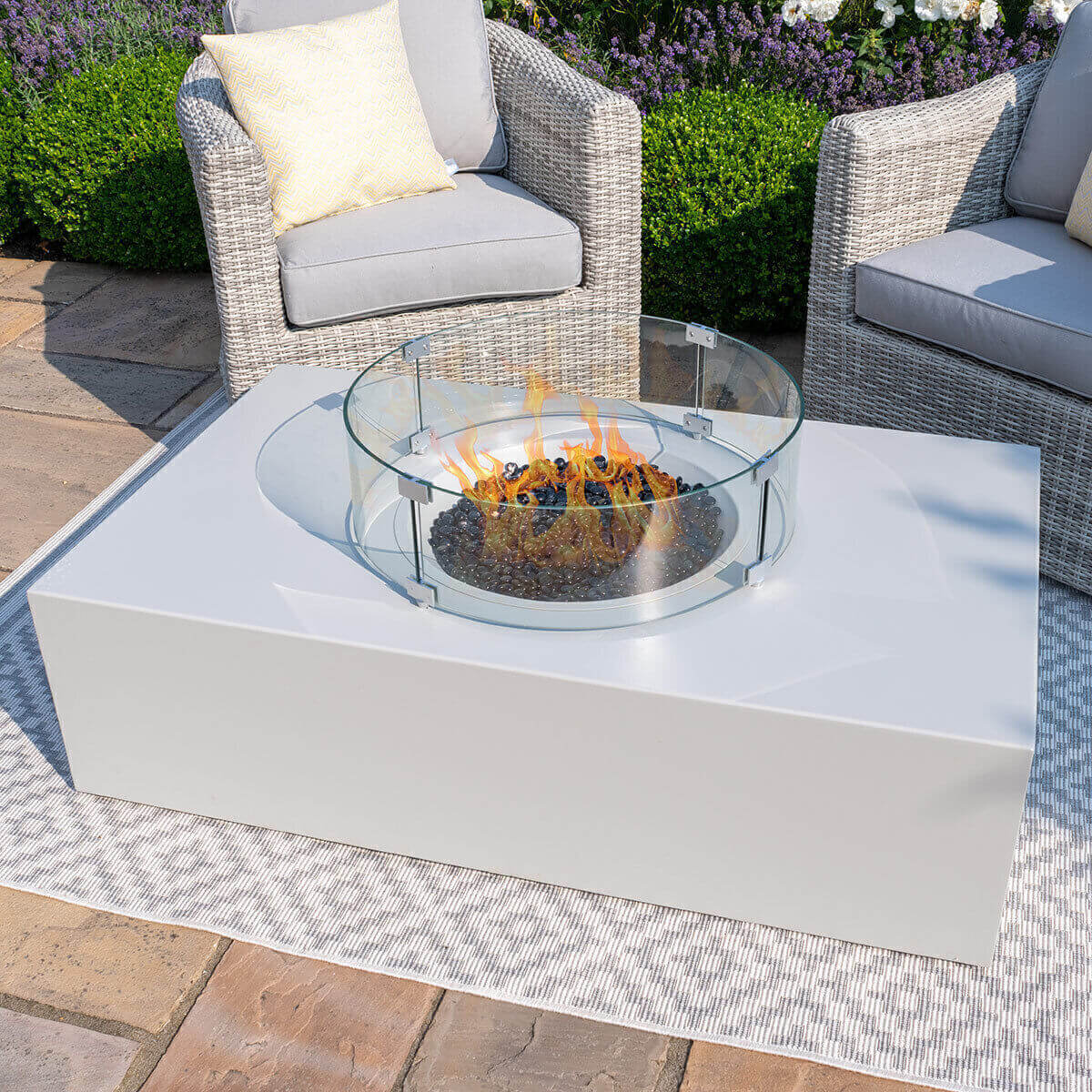 Maze Outdoor 127x77cm Rectangular Fire Pit (includes glass surround, and fire stones)