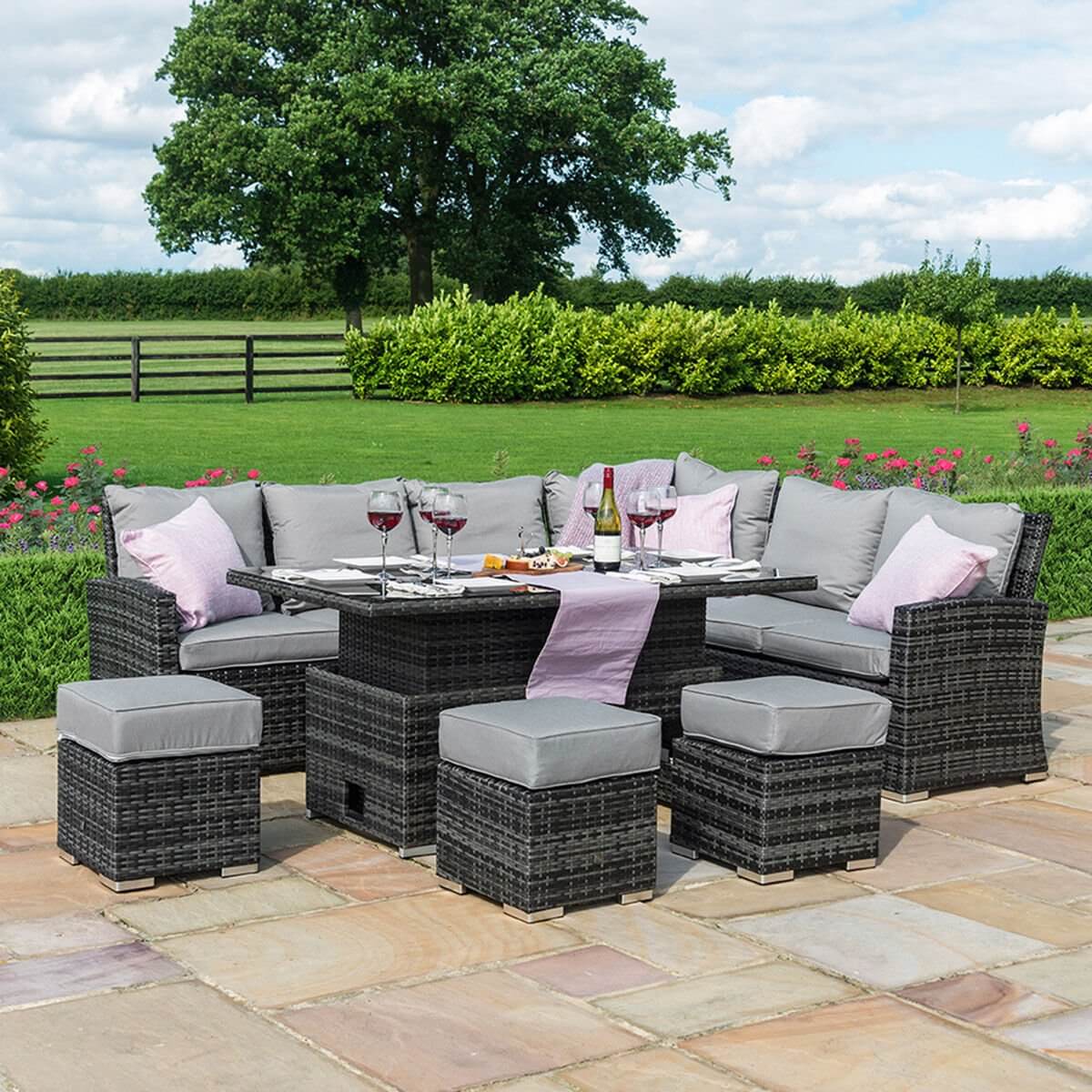 Maze Outdoor Kingston Corner Dining Set with Rising Table Left Handed