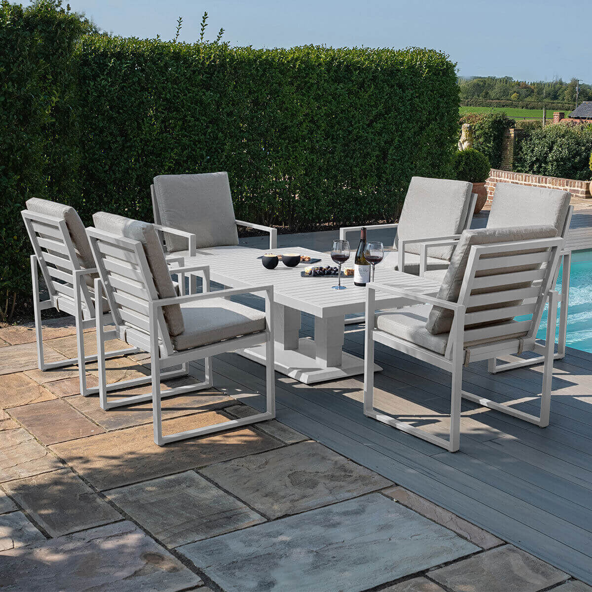 Maze Outdoor Amalfi 6 Seat Rectangular Dining Set with Rising Table