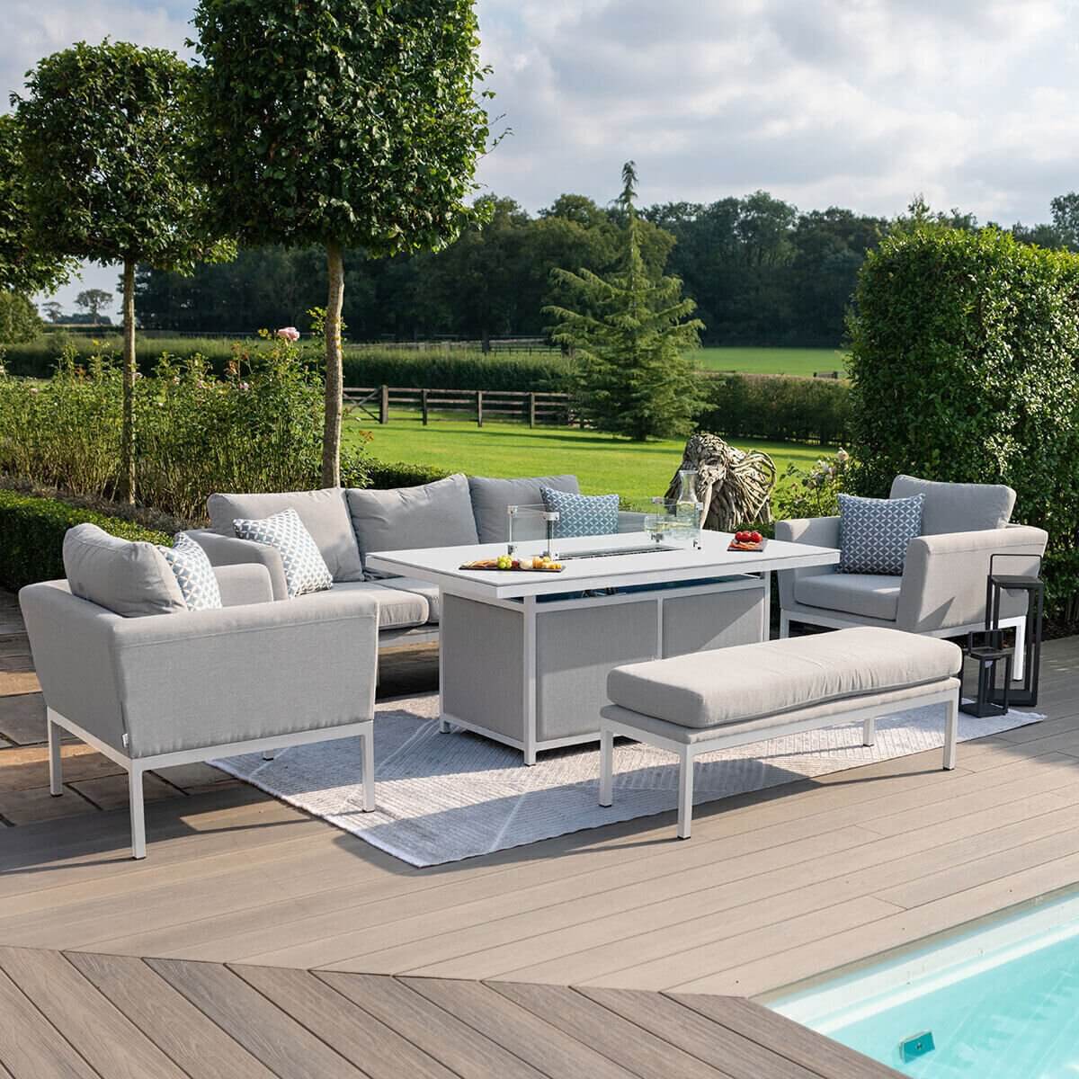 Maze Outdoor Pulse 3 Seat Sofa Dining Set with Fire Pit